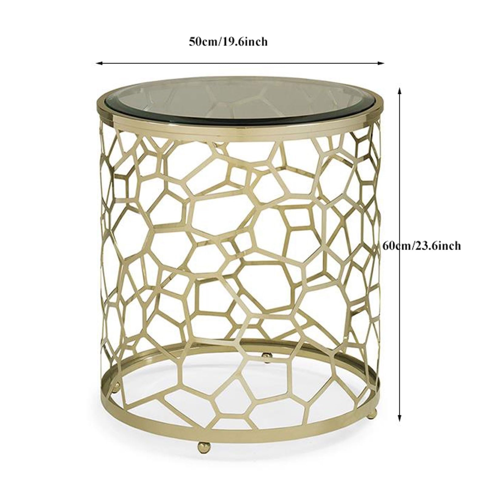 eexbz Sofa Round End Tables with Tempered Glass Tabletop and Hollowed Steel Frame, Side Tables Small Coffee Table Leisure Table for Living Room, Bedroom, Office Sofas for Living Room