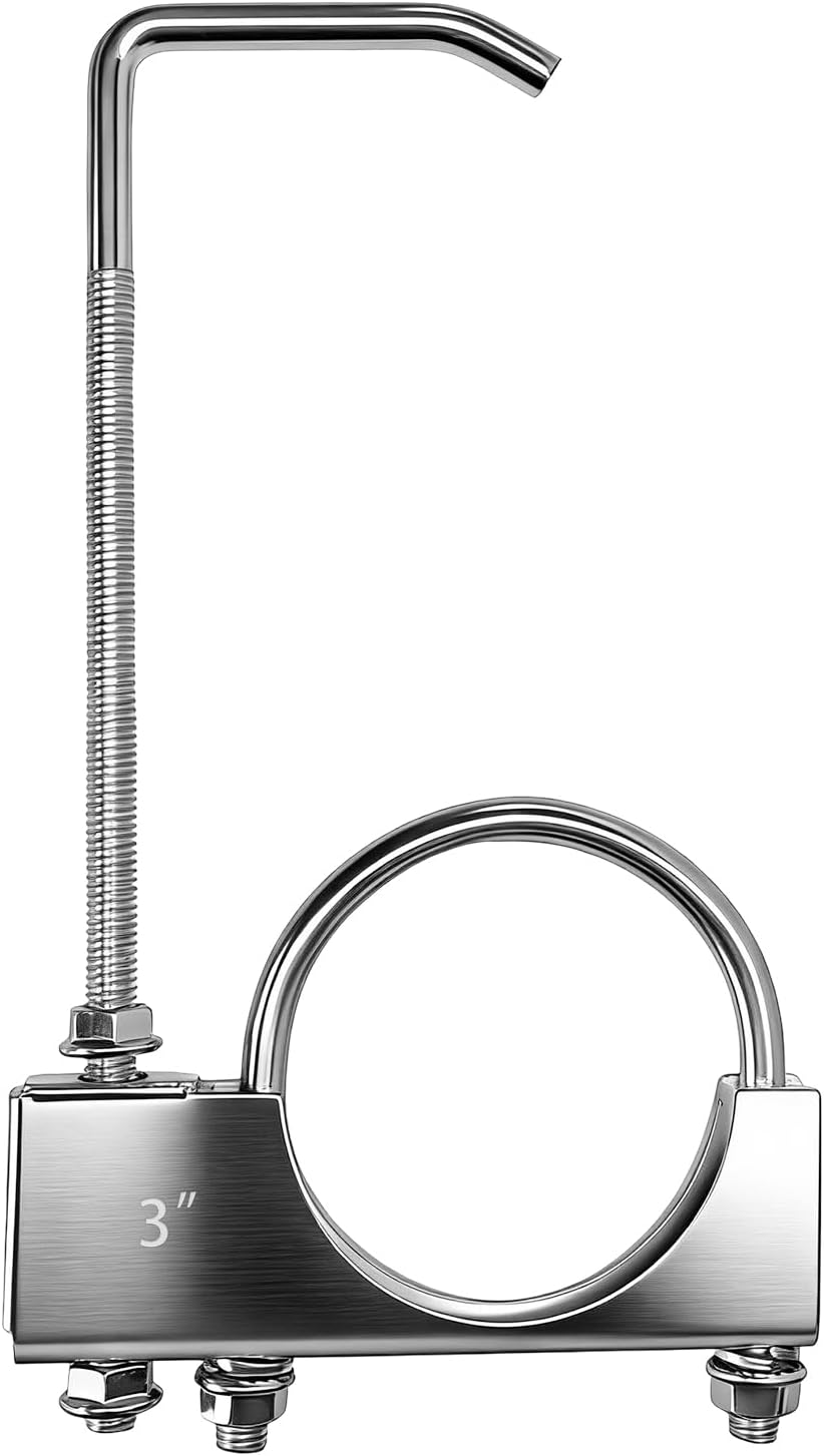 3 Inch Heavy Duty Exhaust Clamp, Adjustable Length Automotive Exhaust Pipe Hanger with Clamp, Universal Steel Rear Muffler Hanger for Cars Trucks Pipes, Car Accessories
