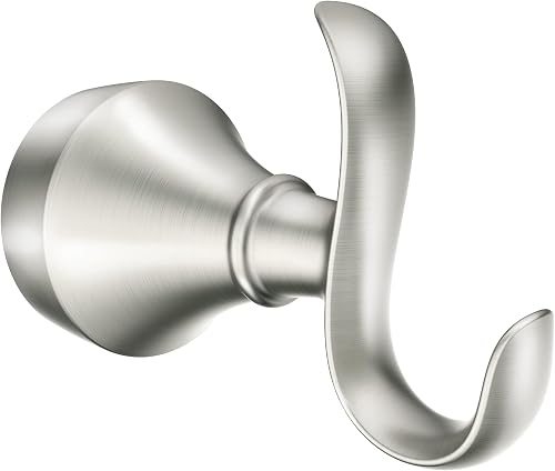 Moen Hamden Spot Resist Brushed Nickel Double Towel Robe Hook, MY6203BN