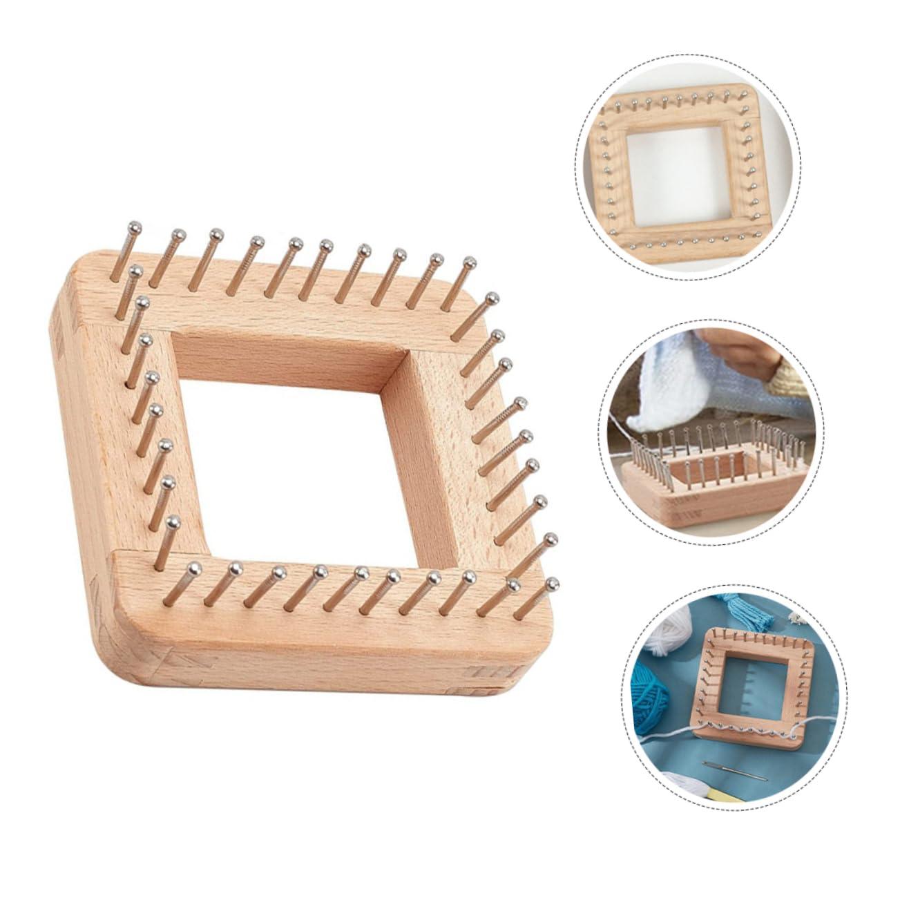 NUOBESTY Wooden Knitting Loom 3.94X3.94 Inch Braider for Hat Scarf DIY Hand Knitting Tool Suitable for Beginners and Professionals - Image 2