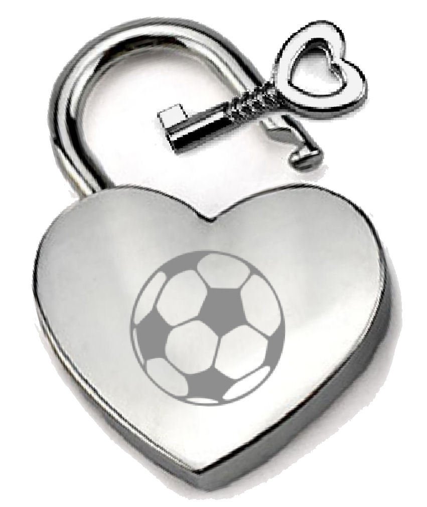 Cadenas en cœur argenté Football pour sac et casier de club