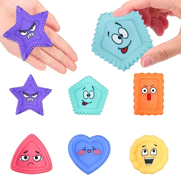 Aokeleilei Sensory Toys Kids Toddlers-Social Emotional Feelings Special Needs, Texture Shapes Learning Toy Preschool Fidget Classroom Must Haves, Stress Calming Toys for Kids Stocking Stuffers