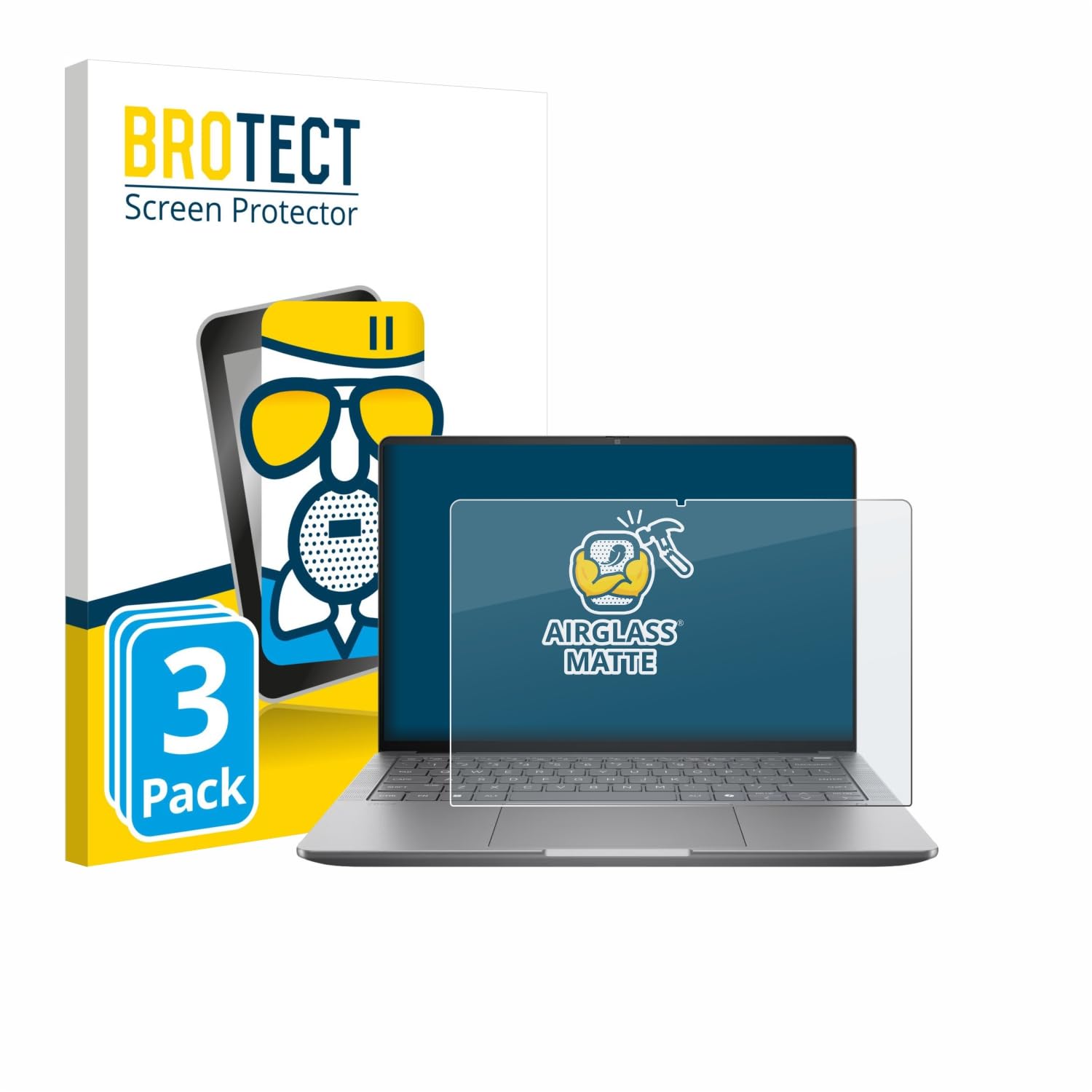 brotect 3 Pezzi Pellicola Vetro per HP Zbook Ultra G1a 14" | Opaca Protezione Schermo Made in Germany, Anti-Riflesso Durezza 9H Anti-Graffio