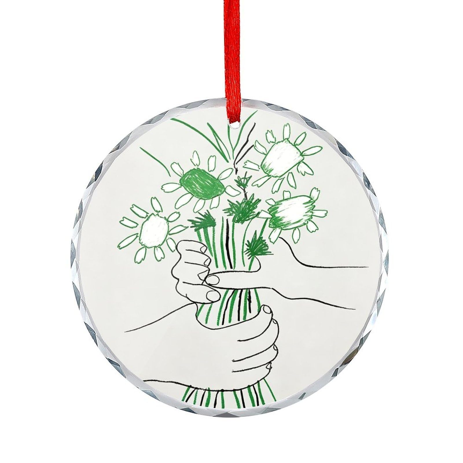 Btcowzrv Style White And Green Floral Round Ornament Hanging Pendant Decor