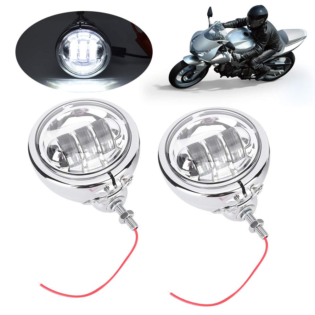 Yctze Fendinebbia per moto 4,5 pollici, fendinebbia DC10-30V cromato con alloggiamento in lega di alluminio