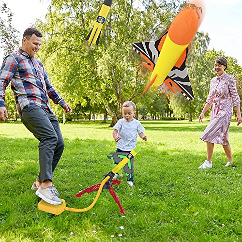 6 x raketa outdoorová hračka od 3 4 5 6 7 let Mladé dívky, dárek pro děti se stlačeným vzduchovým traktem Zahradní hračka Hry Dětské hračky Pěnová hmota (+ 10 vesmírných nálepek pro děti)