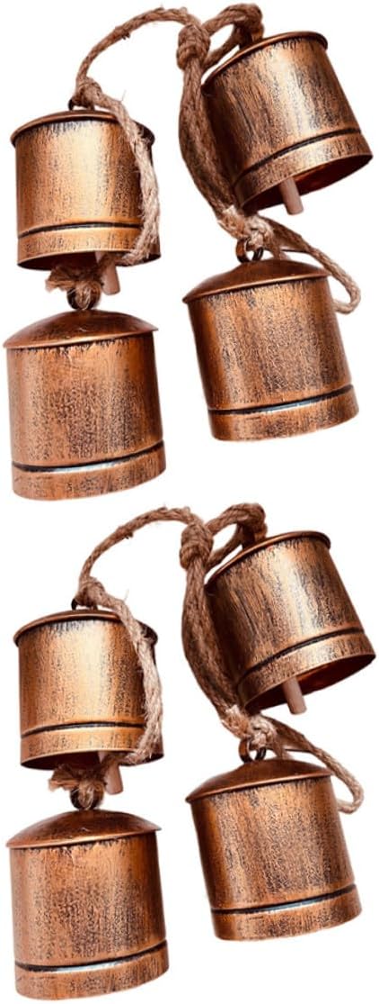 2pcs Vintage Rustic Iron Cow Bells Hanging Metal Bell Ornaments for Outdoor Garden Patio Yard Decorative Doorbell Accents