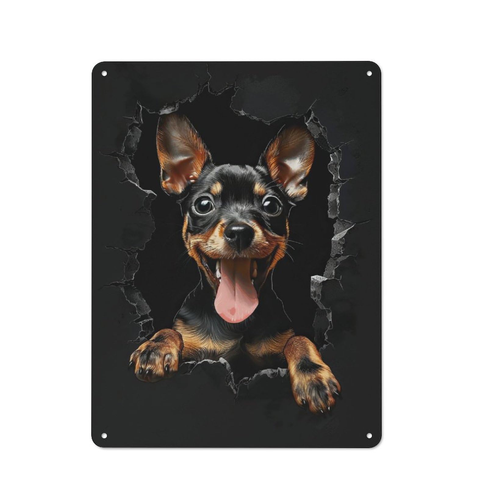 Junmoney Manchester Terrier Rustic Tin Wall Plaque 40X30cm For Studio Or Craft Room, For Garage, Workshop And Man Cave Decoration