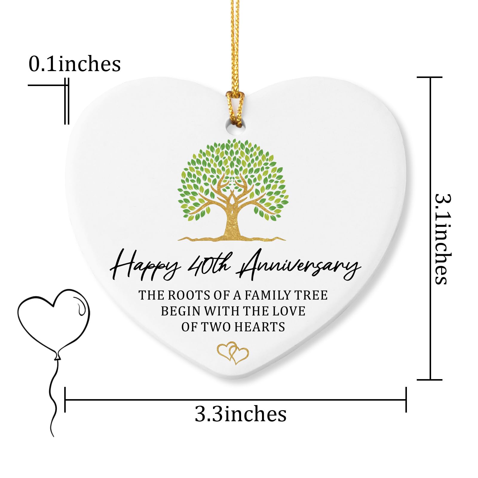 40th Anniversary Marriage Gifts for Couple Ornament Keepsake Sign Heart Plaque Happy 40th Anniversary Ideas Gift for Couple 40 Year Anniversary Wedding Gifts for Her Him Husband Wife