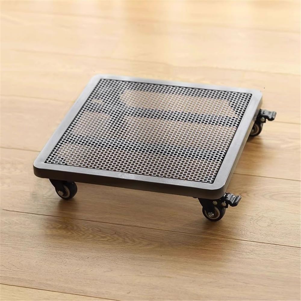 Soporte para plantas Bandeja for macetas con ruedas universales y freno, base de hierro metal for bonsái celosías cuadradas(Medio)