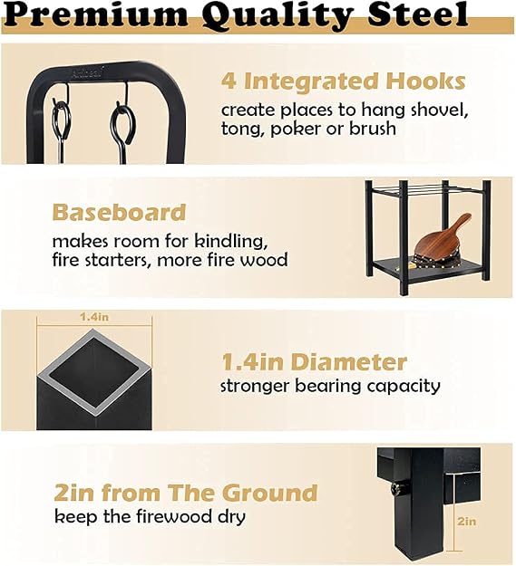 Small Firewood Rack Holder with Firewood Log Carrier