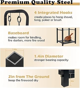 Small Firewood Rack Holder with Firewood Log Carrier