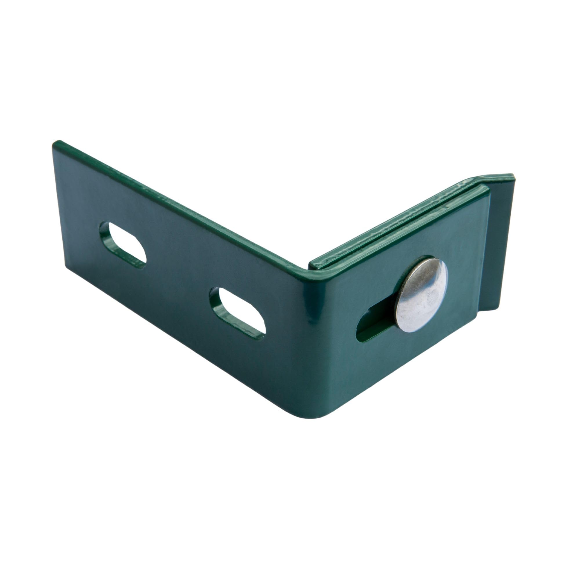 Wandanschlusswinkel Doppelstabmattenzaun RAL6005 Moosgrün 100 x 65 mm 10er | Langlöcher für flexible Montage I 4 mm Materialstärke