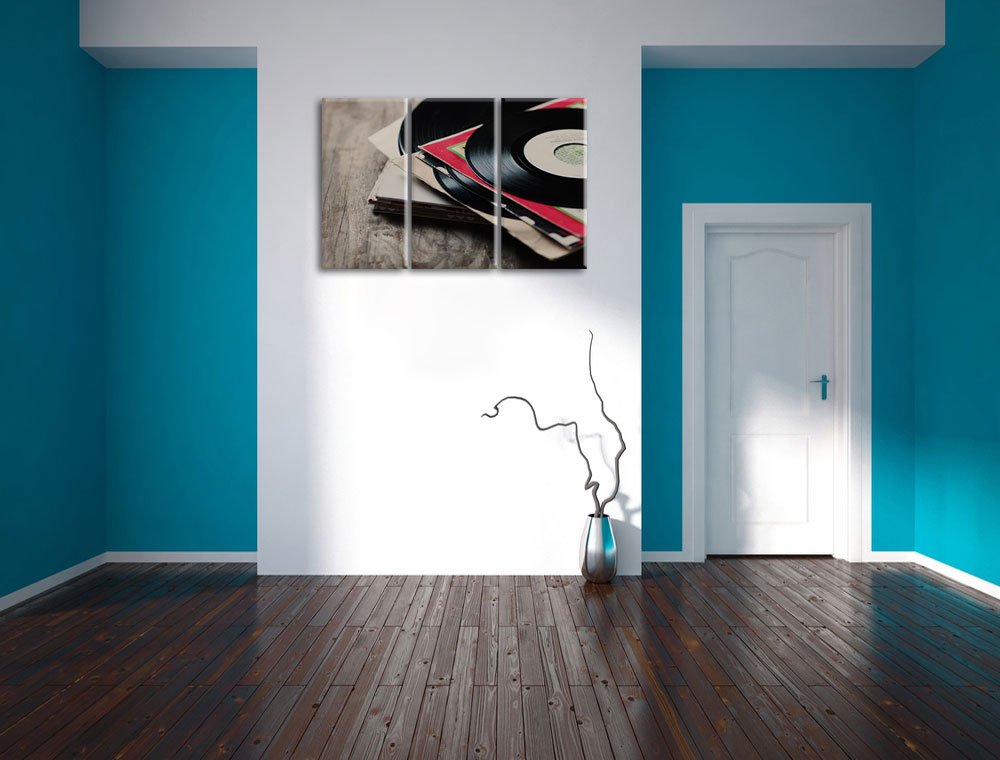 Record, musica, musica, dj, 3 pezzi di tela 120x80 immagine immagine su tela, enorme XXL Immagini completamente Pagina con la barella, stampe d'arte su murale con la struttura, gänstiger come la pittura o pittura ad olio, nessun manifesto o poster