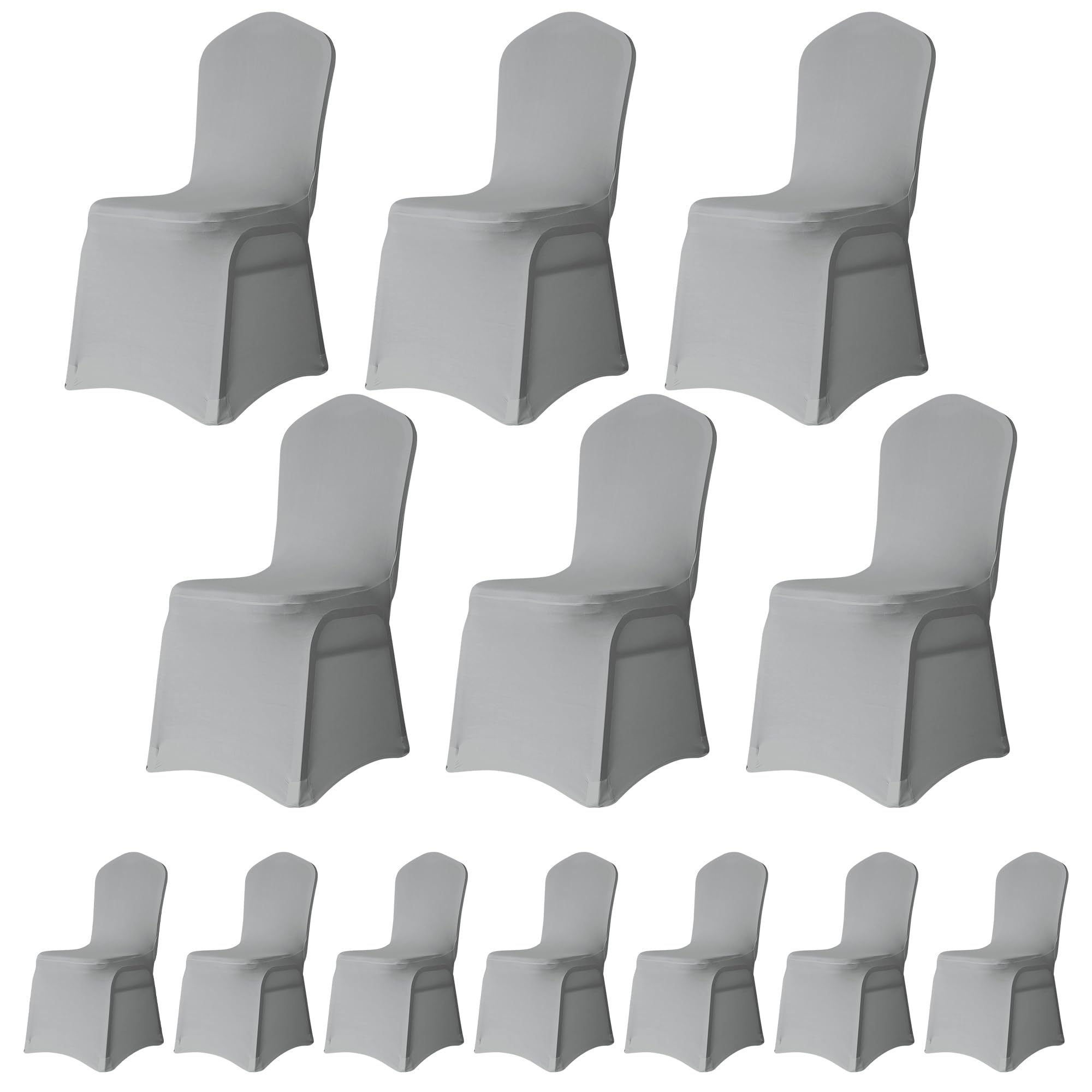 Trimming Shop Chair Cover Spandex Polyester Stretch Fabric Front Flat Dining Slipcovers Washable & Removable Wedding Chair Covers for Banquets Ceremony & Hotel Dinner (Silver, Pack of 20) — image 1