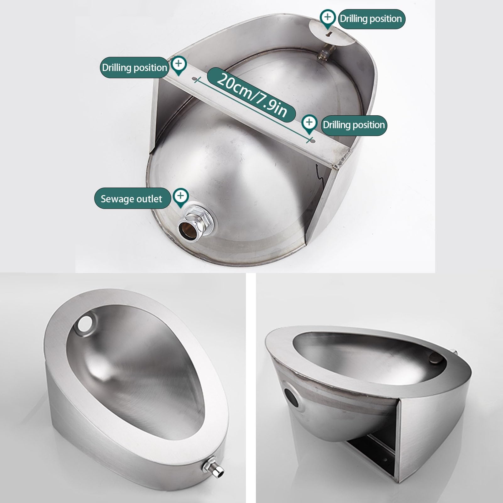 304 Orinatoio in acciaio inossidabile, Parete ad alta efficienza Flush Orinatoio, Maschio Sanitari Ware Public Toilet Orinatoio, Anti-Splash Caratteristiche,