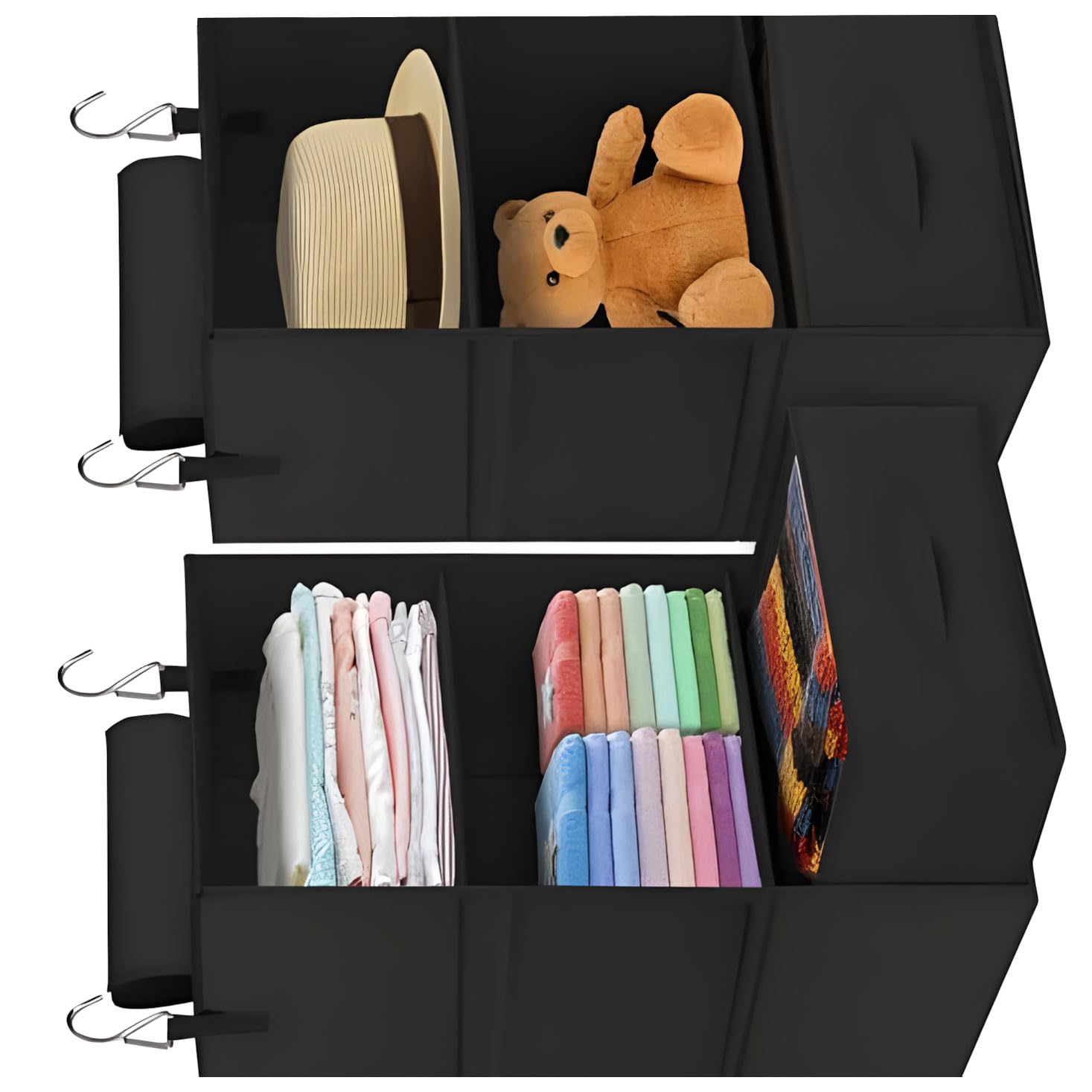 Buxuaaaa 2 Pieces Space Saving Hanging Wardrobe Holders Including Firm Board for Clothes Towels and Blankets Multi Stage Arrangement Fashion Space Saving Closet