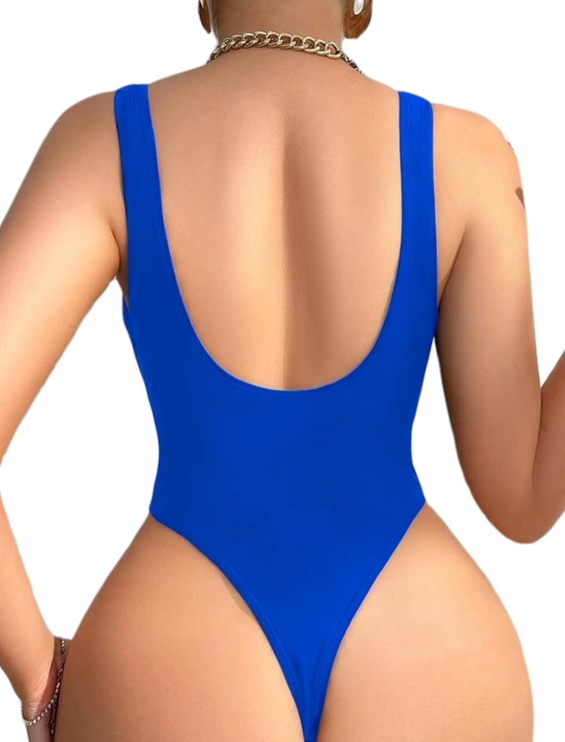 HYTENSUN Sexy One Piece Swimsuit for Women Deep V-Neck Backless High Cut Thong Bottom Open Back Bathing Suit