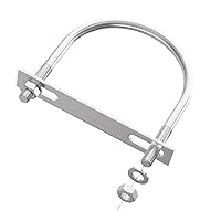 Vista 5 de 4 juegos de pernos en U redondos de acero inoxidable 304 de 4.25 pulgadas de ancho interior 5.31 pulgadas de longitud M8 con tuercas, placa