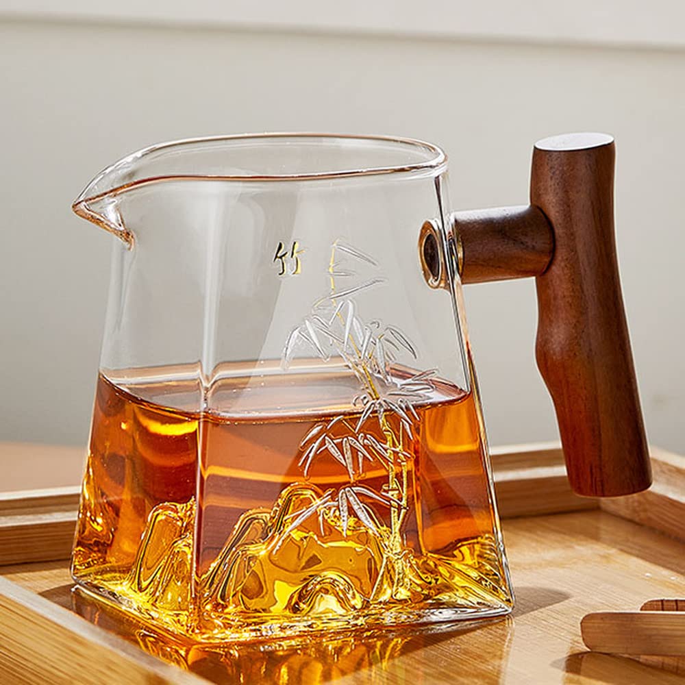 350ml chińska kreatywna szklana filiżanka do herbaty z drewnianym uchwytem Cha Hai Fair Cup do zestawu do herbaty Kung Fu
