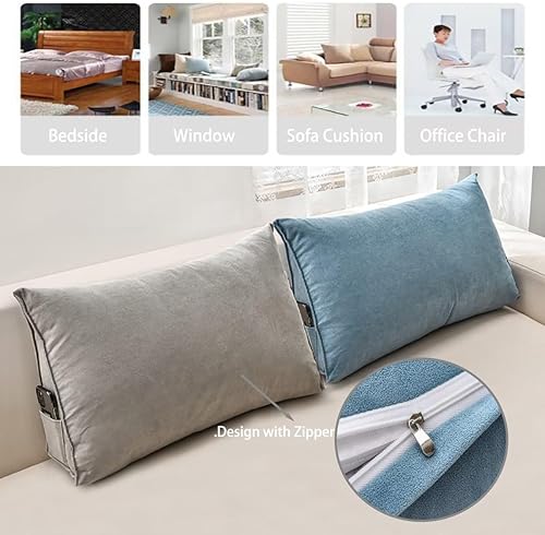 Miniatura 3 de Almohadas de cuña para cabecero, almohada de lectura triangular, almohadas de respaldo para reposo en cama, cojín de felpilla suave de color sólido,