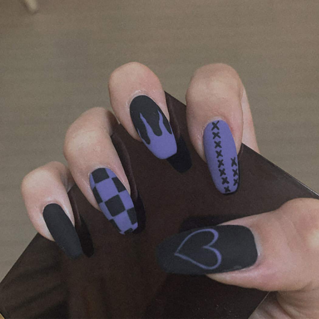 Amazon.com : Aceorna Coffin Press on Nails Nude Glossy Fake Nails Extra  Long Matte False Nail Cloud Leapard Full Cover Acrylic Nail Artificial Nails  Tips for Women and Girls 24PCS (C-Blue Pink) :