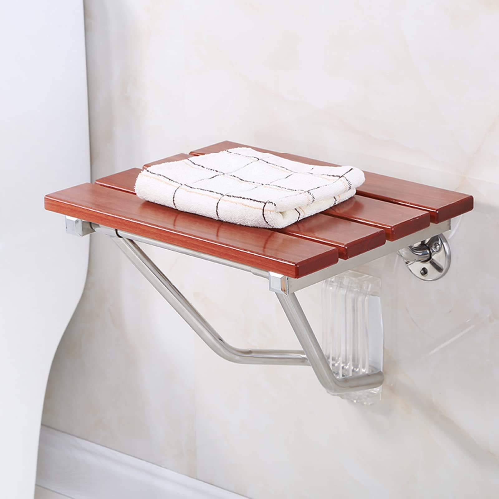 Folding Chair Wall-Mounted Shower Seat Bench,Solid Wood Wall Shower Stool for Foyer/Balcony/Bathroom (Size : 38x33.8cm/14.9x13.3in)