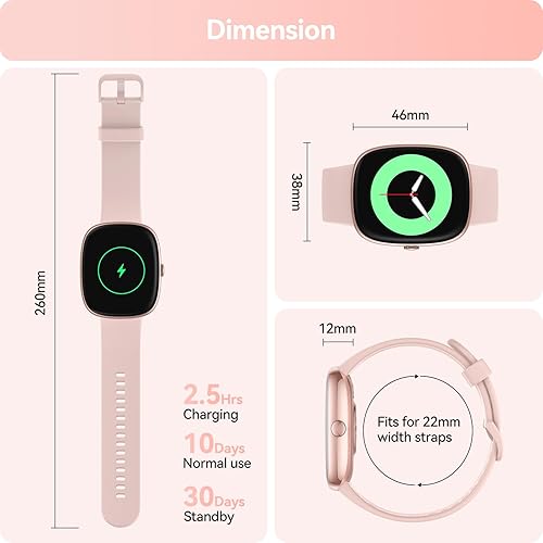 Miniatura 8 de Monitor de actividad física, reloj de fitness de 1.69 pulgadas con monitor de sueño de frecuencia cardíaca de oxígeno en sangre, contador de pasos