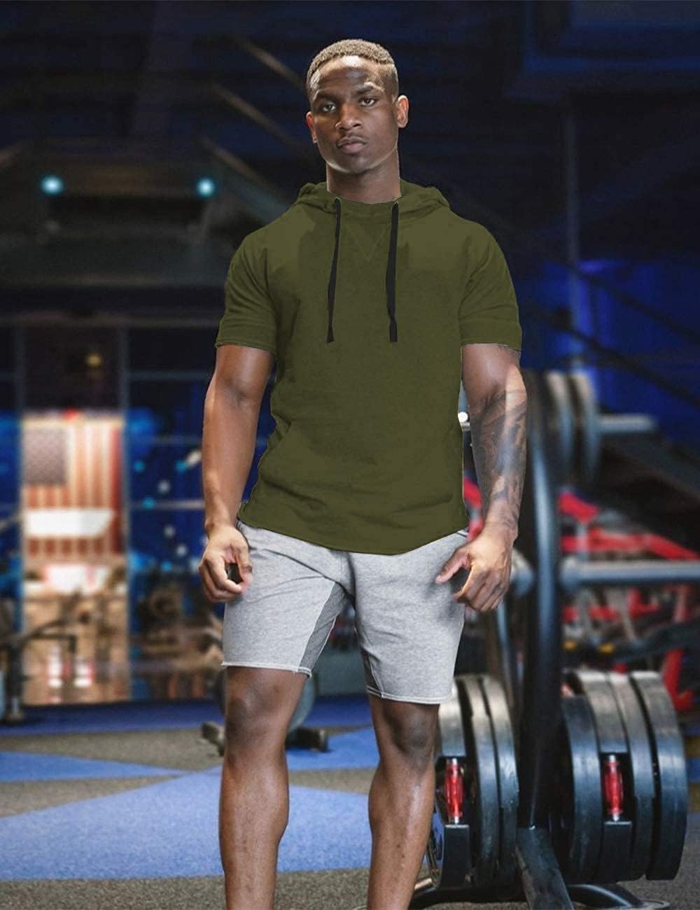 COOFANDY Men's Short Sleeve Hoodie Workout Gym Sweatshirt Muscle Fit Fashion Athletic Hoodies Pullover Cotton Hooded T-Shirts - Image 4