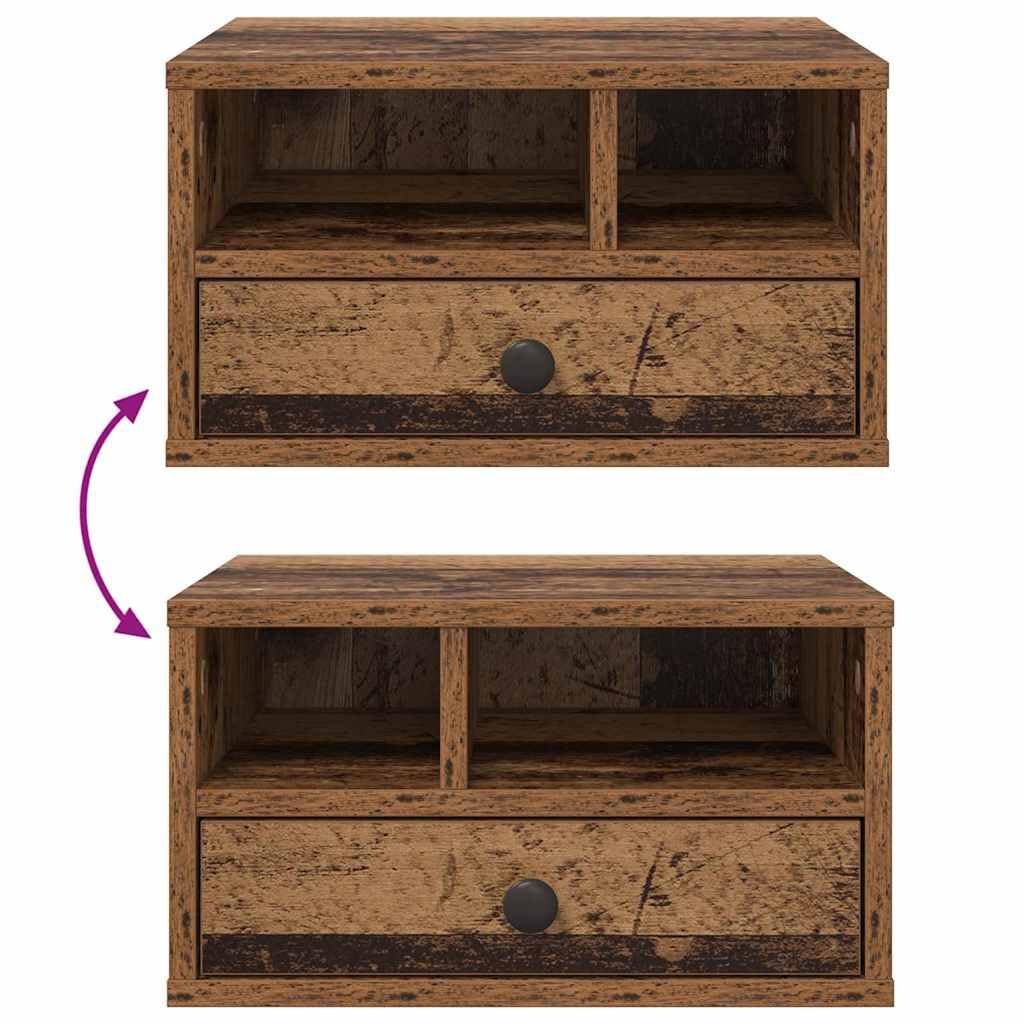 Druckerständer aus Holzwerkstoff mit Schublade, 40 x 32 x 24 cm, modernes Design für Büroorganisation und Stauraum