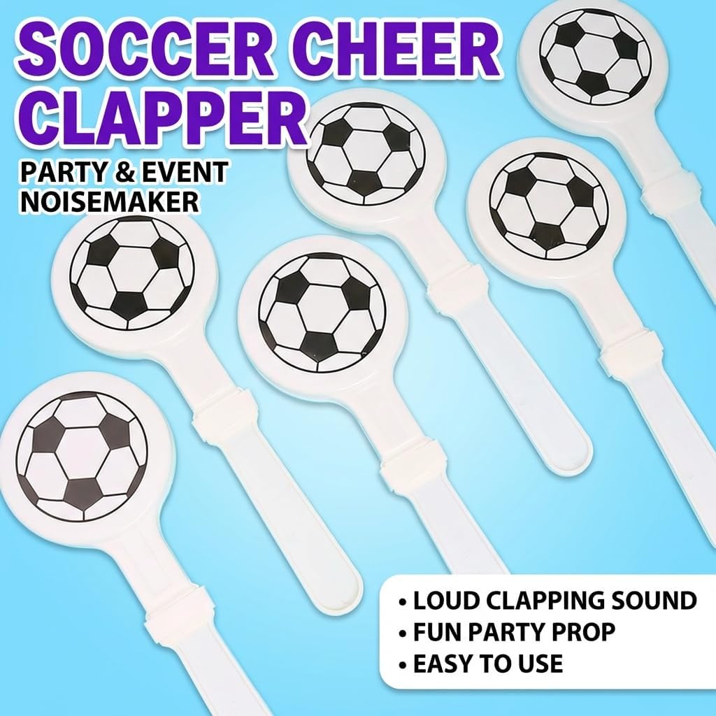 Soccer Themed Clappers, Plastic Hand Clappers, Fan Match Party Cheer Props Toys (White,30)