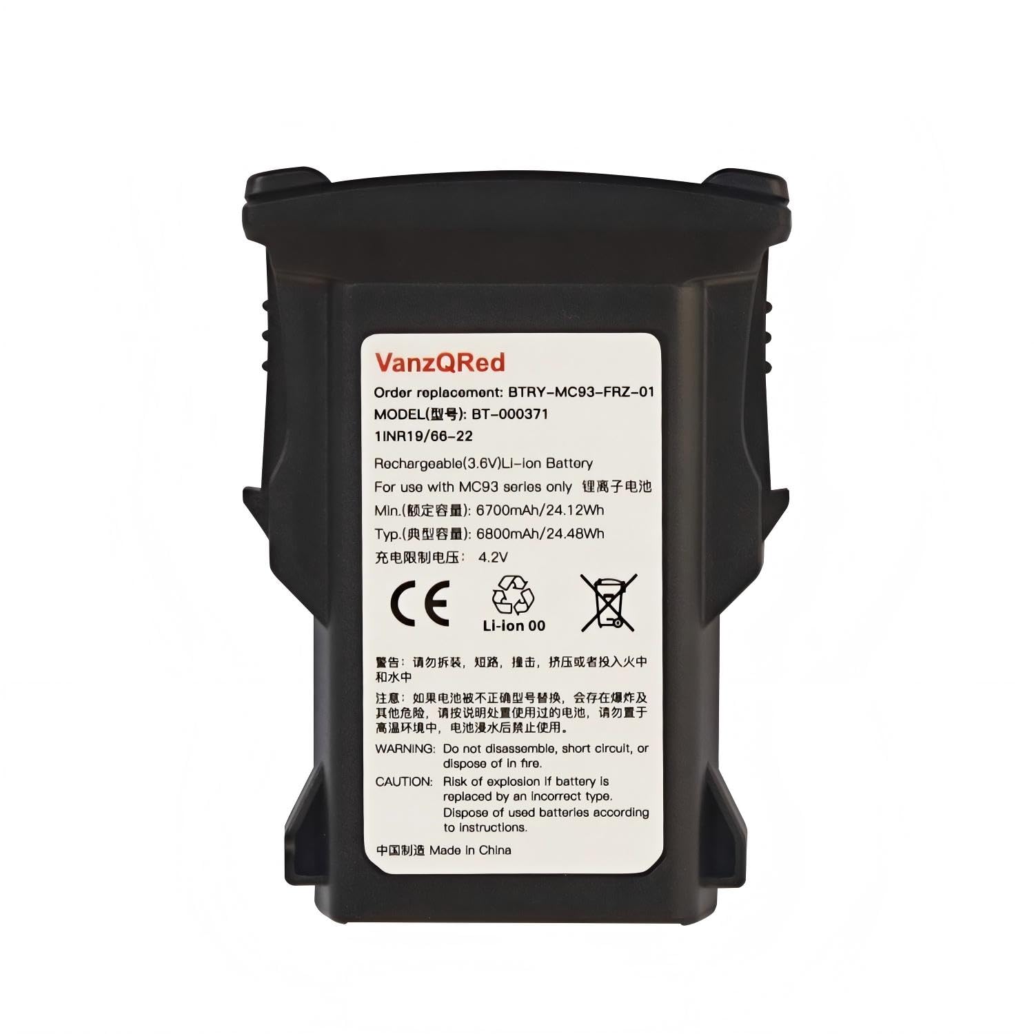 6800mAh MC93 Replacement Battery BT-000370 Scanner Battery for Zebra MC930 MC9300 MC930B MC930P MC93N0-G MC93XX MC93P MC93N0 Barcode Scanner BT-000371