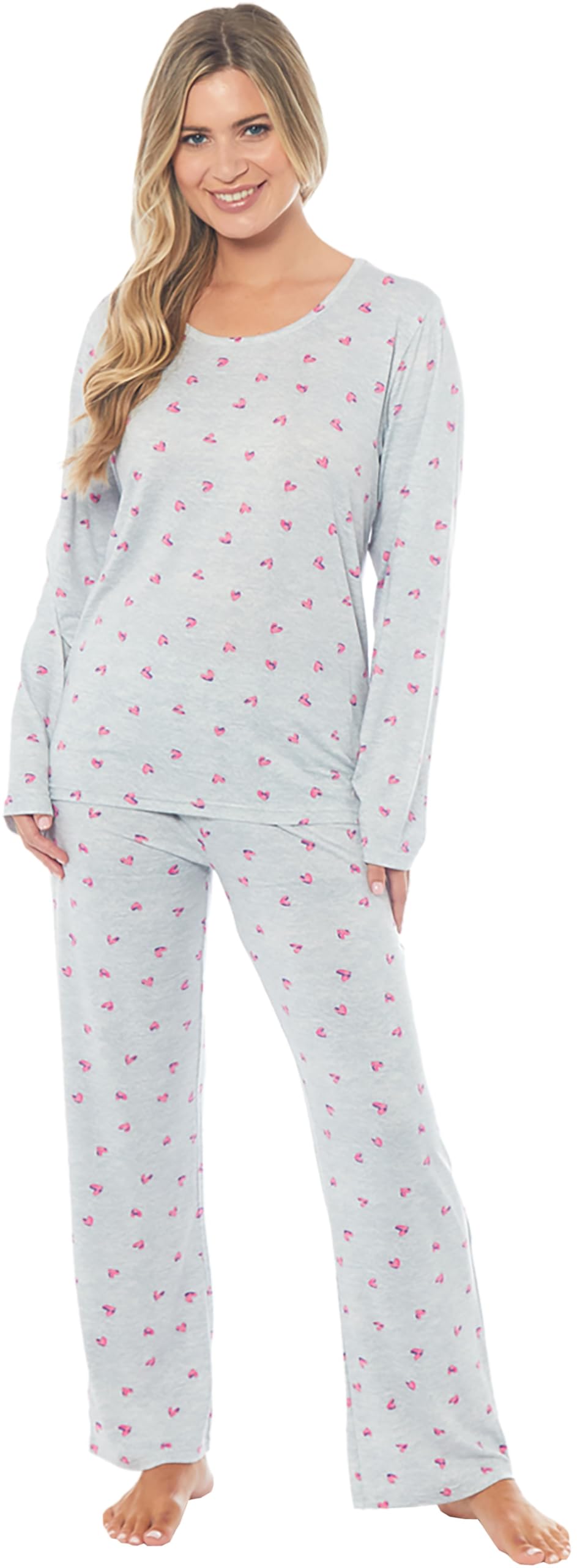 Kate Morgan Women's Grey Lightweight Cosy Pyjamas | Loungewear Sets Pjs | Nightwear Sleepwear For (Uk, Alpha, S, Regular, Regular, )