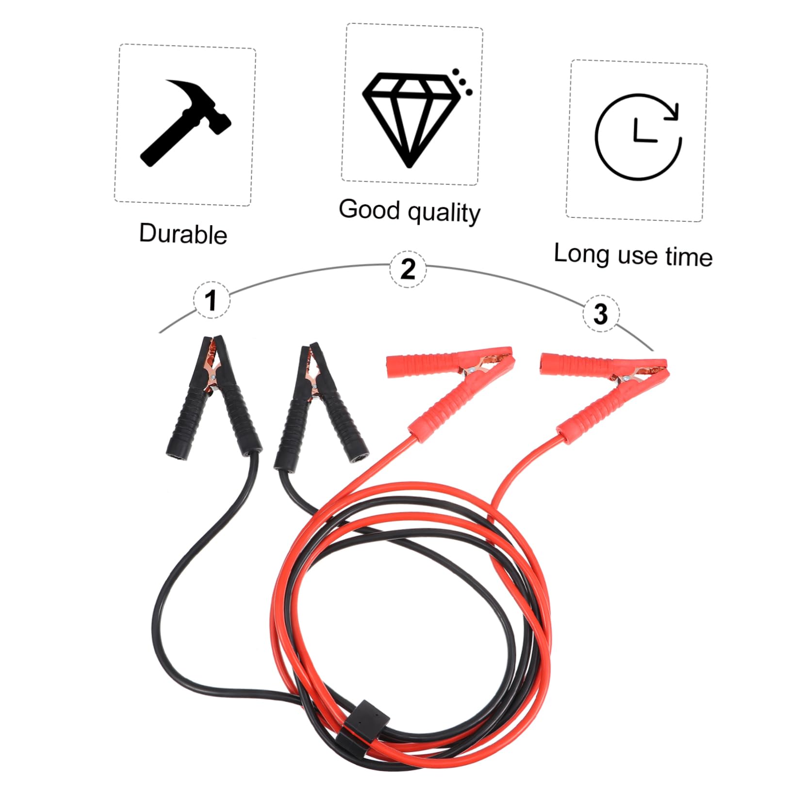 Gatuida Cable de Emergencia para Coche 2000 Pinzas Batería, Cable Arranque Bateria de Cobre-aluminio, Negro, para Camiones y Generadores