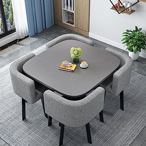 Juego de mesa de comedor para oficina y negocios, color granate, 1 mesa y 4 sillas para vestíbulo de hotel, balcón en casa, pasillo de centro comercial, dormitorio, estudio, área de ocio, muebles