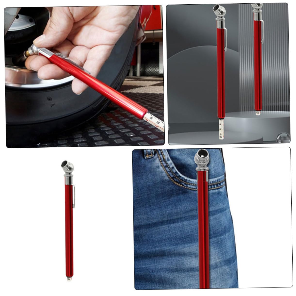 GLEAVI 2pcs Tire Pressure Gauge for Car Bike Mechanical Tire Pressure Tool Portable Stainless Steel Plastic Easy to Use