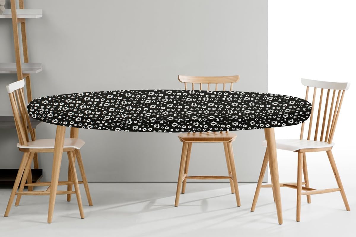 The Furnishing Tree Elastic Oval Dining Table Cover WxL 42x72 in Inches Polyester Floral Pattern White (B0D3V4LD8Y) Amazon Price History, Amazon Price Tracker