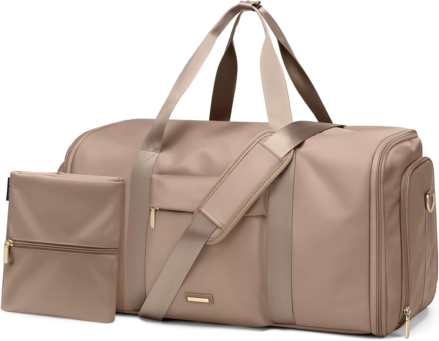 Convertible 2-in-1 Garment Bags for Travel,Women Men Carry On Garment Duffle Bag With Shoe Compartment,Hanging Suit bag,48L,Champagne Brown