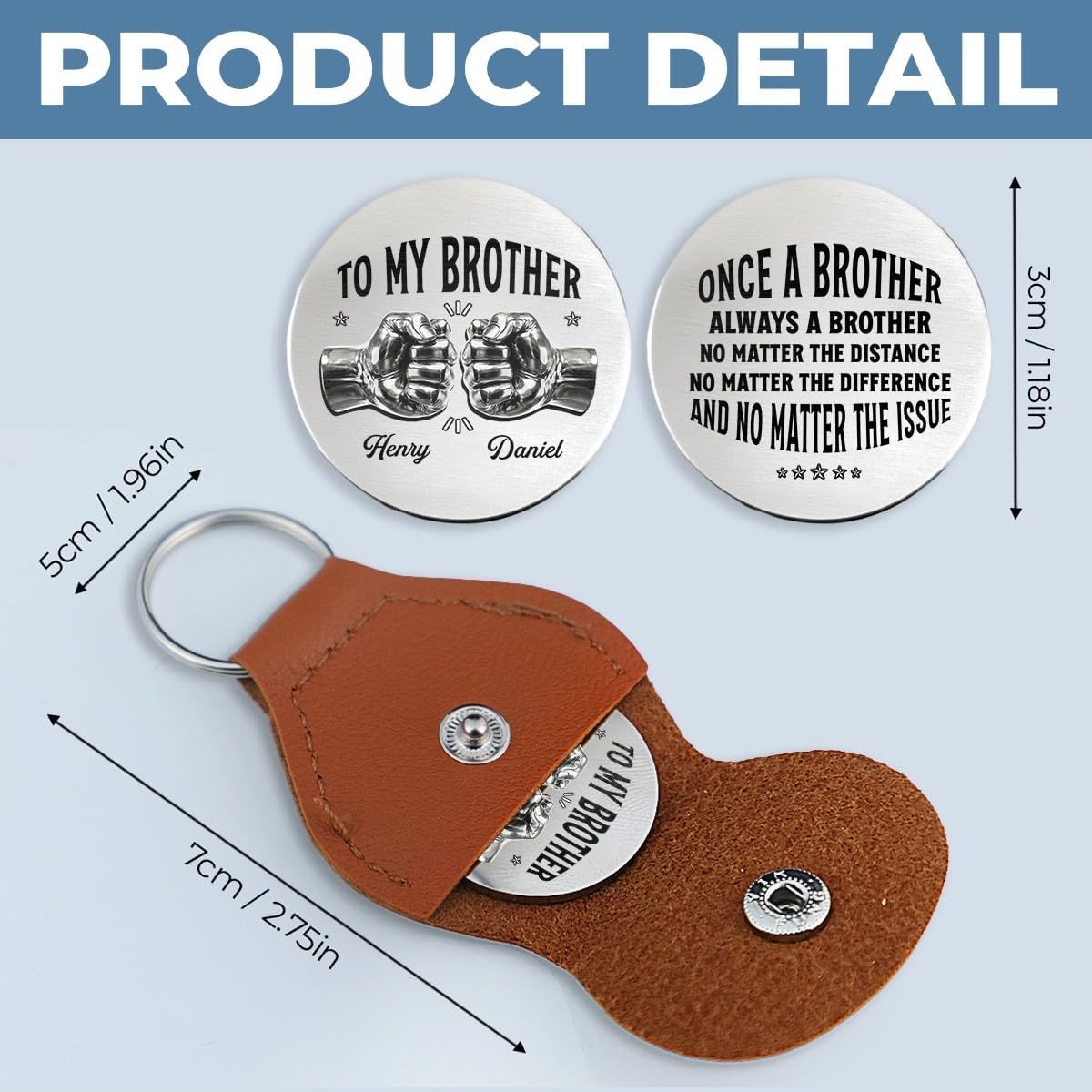 Pawfect House Once A Brother And Always A Brother, Personalized Birthday Gifts For Brothers, 2D Pocket Token For Brothers, Custom Pocket Hug, Personalized Pocket Hug Token With Name