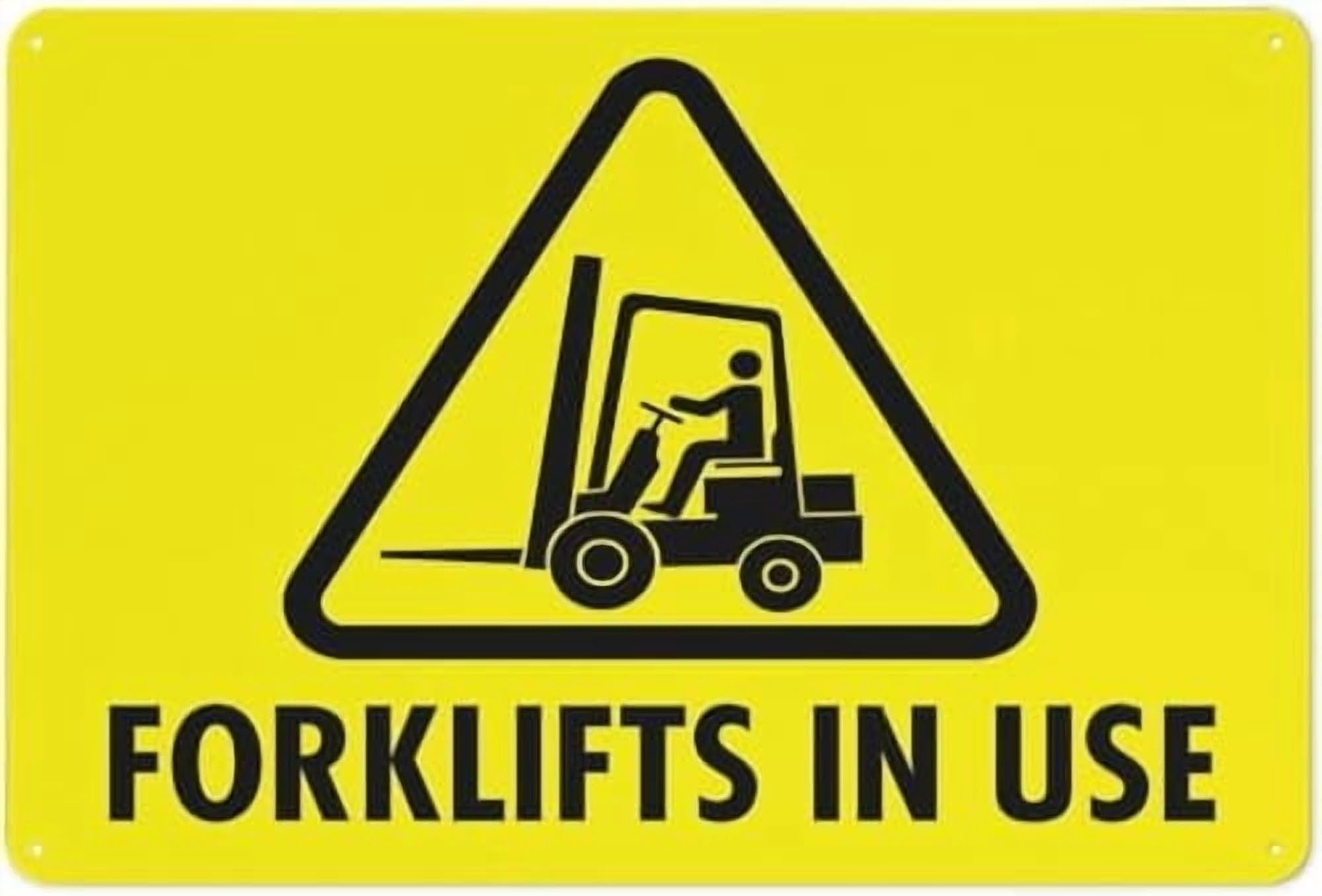 (2-Pack) Warning Metal Tin Sign - Forklifts in Use, Safe Sign, Signs Outdoor, for Home, Business, Driveway Alert, 12X8 Inch