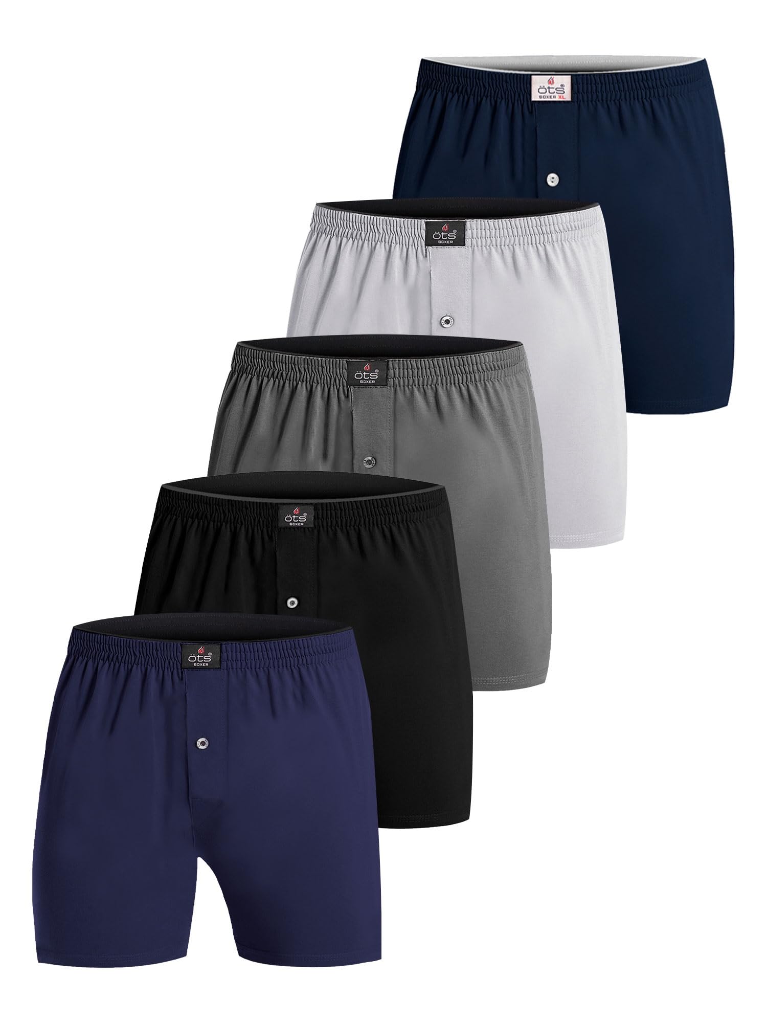 ÖTS 5’li Erkek Boxer -%100 Pamuk, Ultra Yumuşak Kumaş, Rahat Kalıp, Etiketsiz ve Kaliteli Boxer, Hediye Kutulu Günlük Erkek İç Giyim, (Koyu Renkli - XXL)