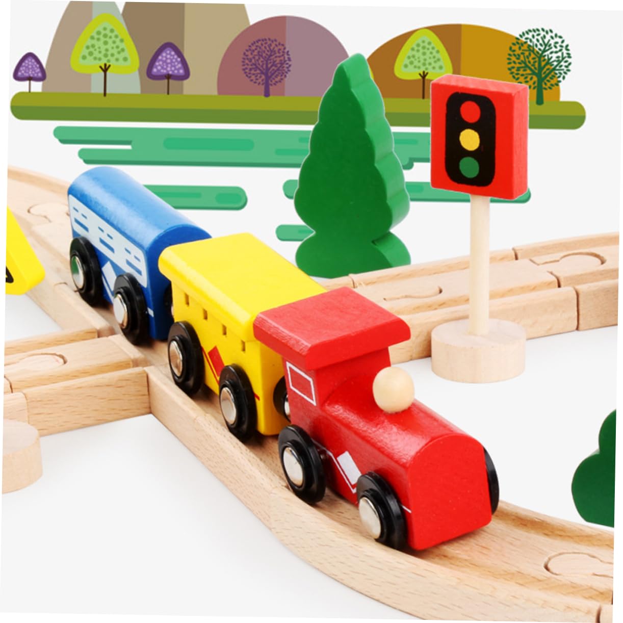 ibasenice Giocattoli Di Legno Puzzle Per Ragazzo Set Vagoni Ferroviari Faggio Continua Creatività Intelligenza Manualità Pazienza