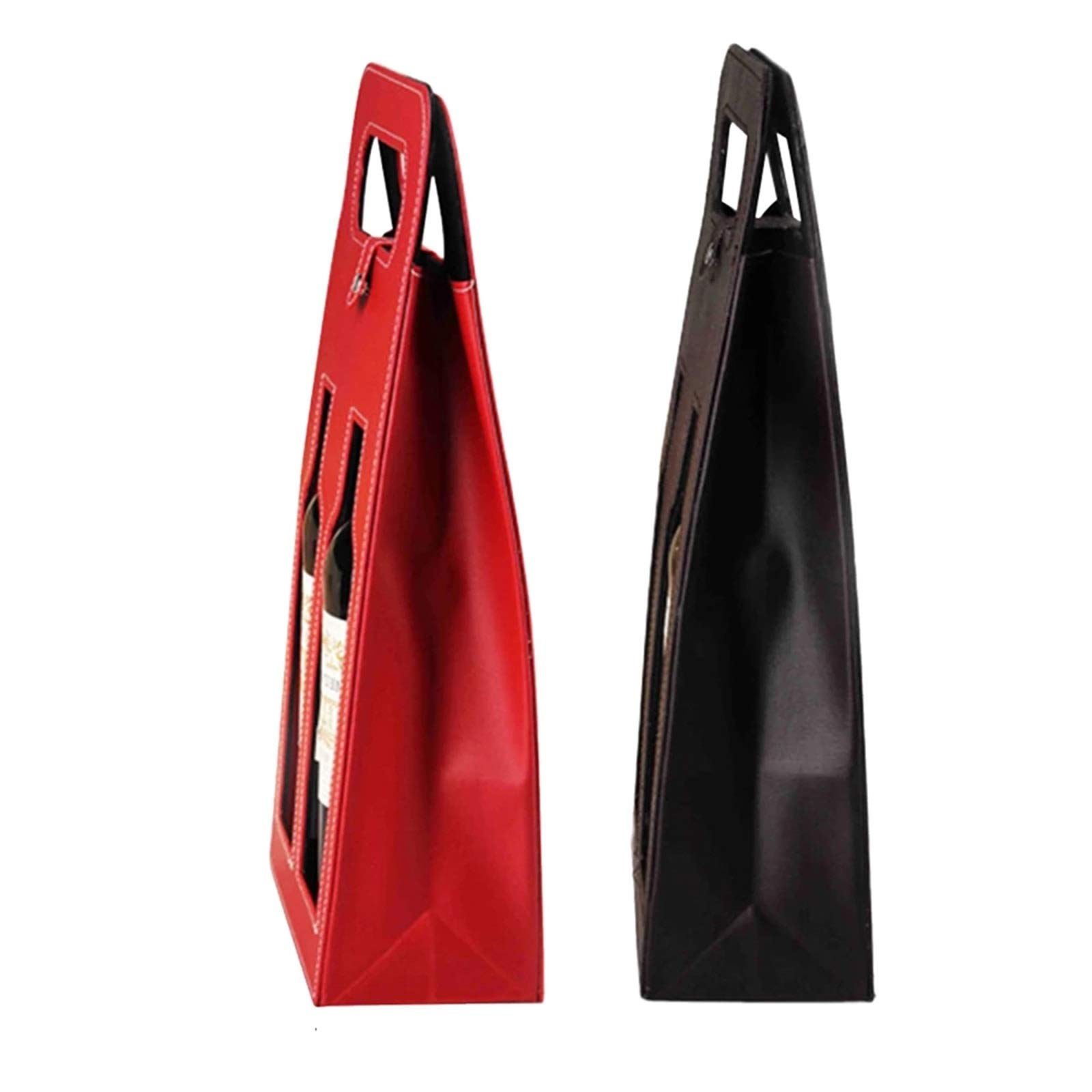 Sac à vin en Cuir boîte d'emballage Cadeau de Transporteur Haute qualité pour Home Bar Decor(Schwarz)