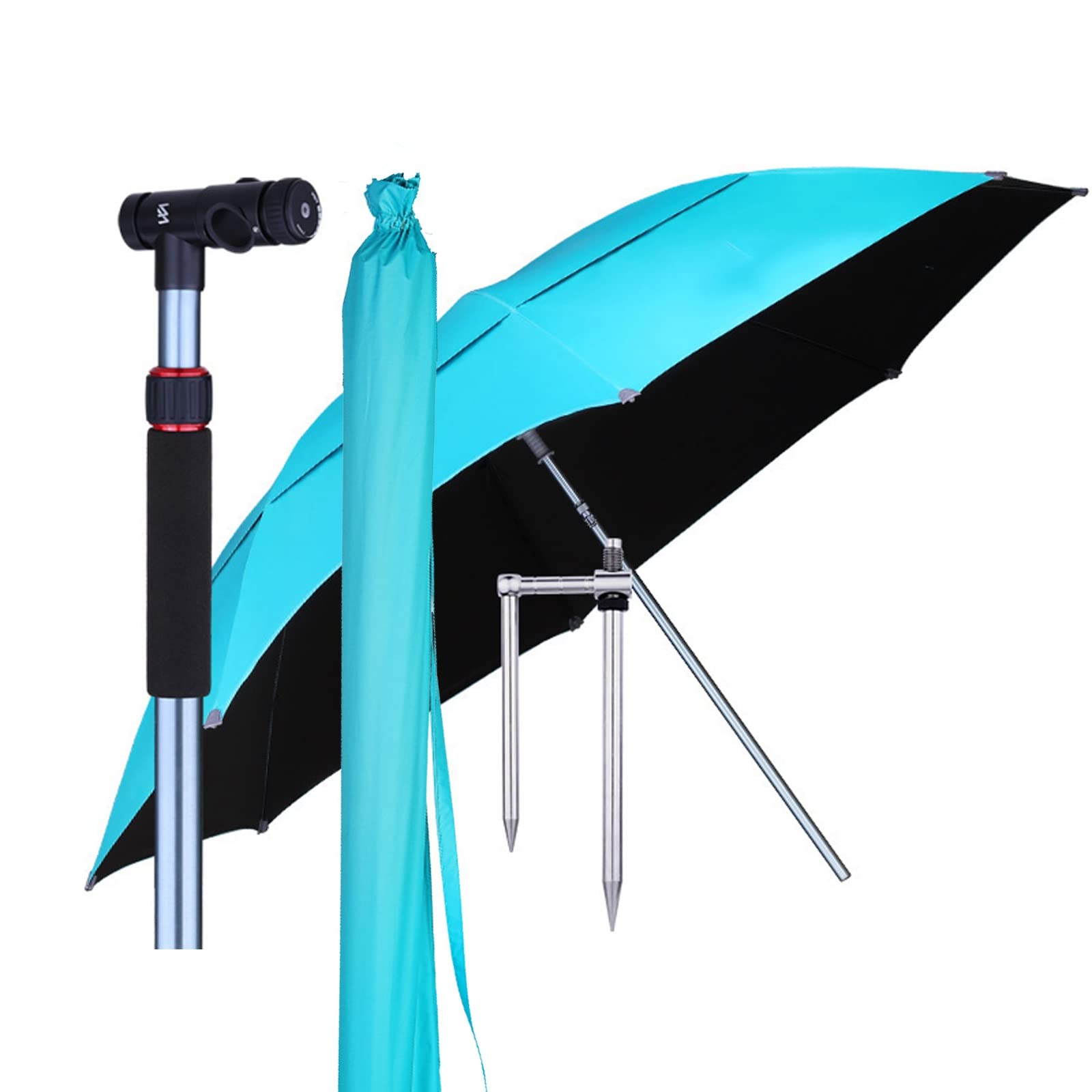 2.4M Parasol Exterior con Funda Protectora, Sombrilla para Silla De Playa, Altura Regulable, Resistente Al Agua, Azul, Verde, para Tierras De Cultivo, Jardín, Paraguas De Pesca