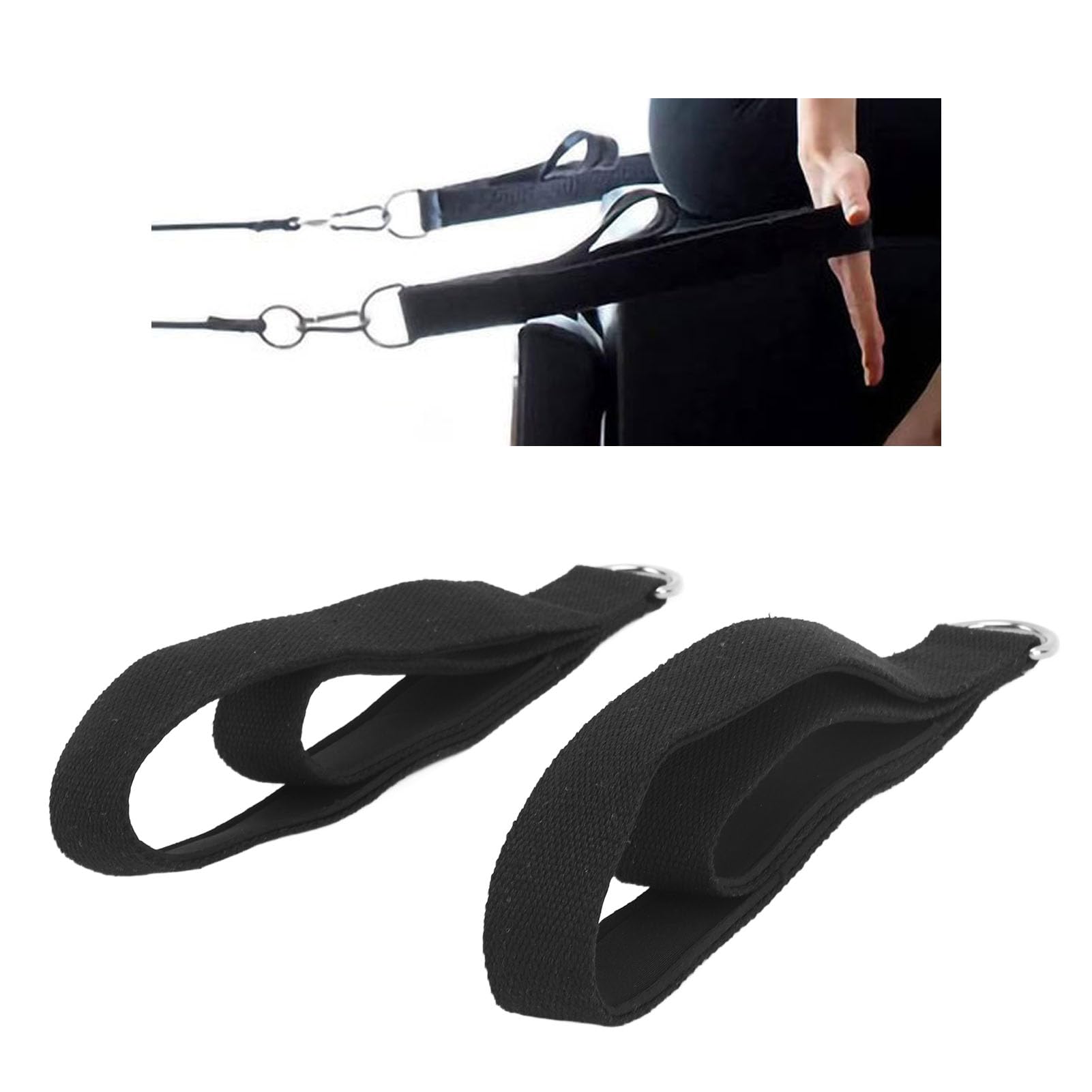 modern pilates straps - d ring double loop straps for home gym workouts cotton adjustable length anti-slip compatible with most pilates beds and equipment