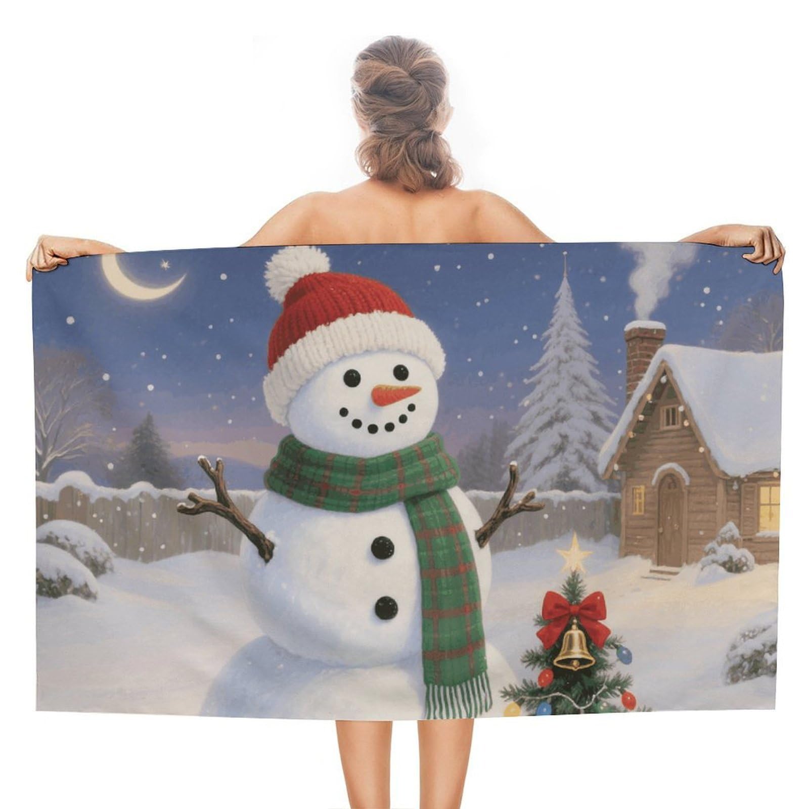 asbwuo Christmas Snowman Beach Towels Extra Large Quick Dry Absorbent