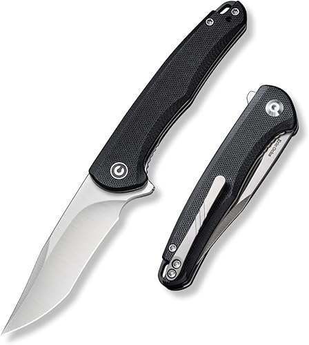 CIVIVI Navaja de bolsillo para EDC, mini cuchillo de bloqueo con revestimiento de barra de arena, 2.95 pulgadas, negro lavado a la piedra Nitro-V