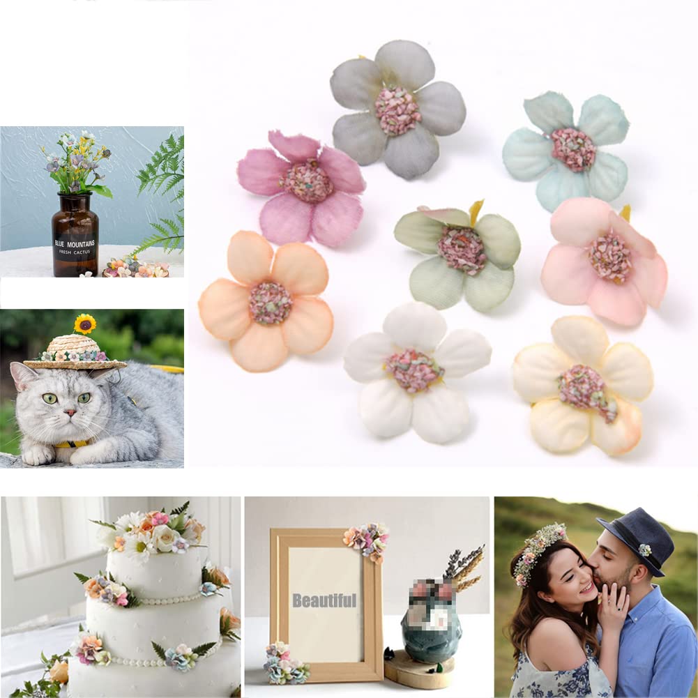 Confezione da 100 Fiori Finti Fiori Artificiali Decorativi 4,5 cm Girasoli Finti per Decorazioni Gerbere Finte Decorazione per Giardino Domestico, Festa di Matrimonio (Bianco