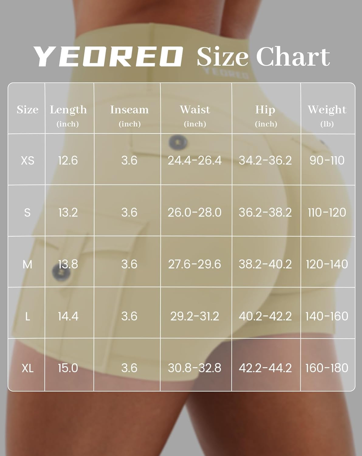 YEOREO CoreFlex Women Workout Gym Shorts with Cargo Pockets Hidden Scrunch 3.6" 4.5" Inseam No Front Seam Biker Shorts - Image 6