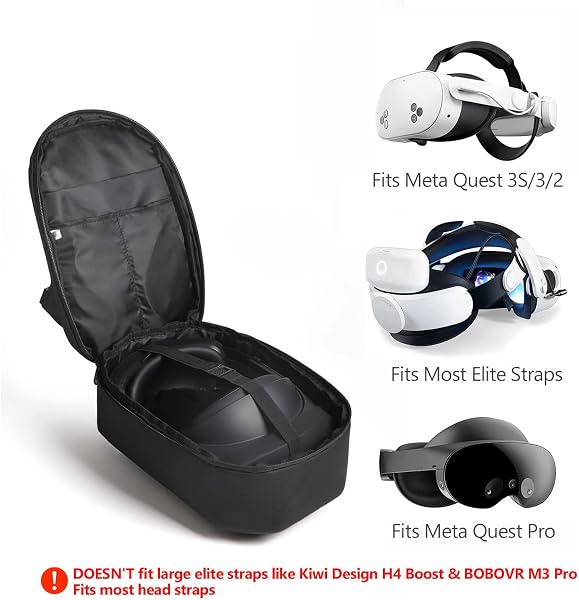 JSVER Étui Voyage pour Meta Quest 3/Quest 3S/Quest Pro et Sangle Elite, Étui Rigide Sac à bandoulière/Sac à Dos/Sac de Poitrine pour Quest 2 et Majorité Les Elite Strap-Nior - 2